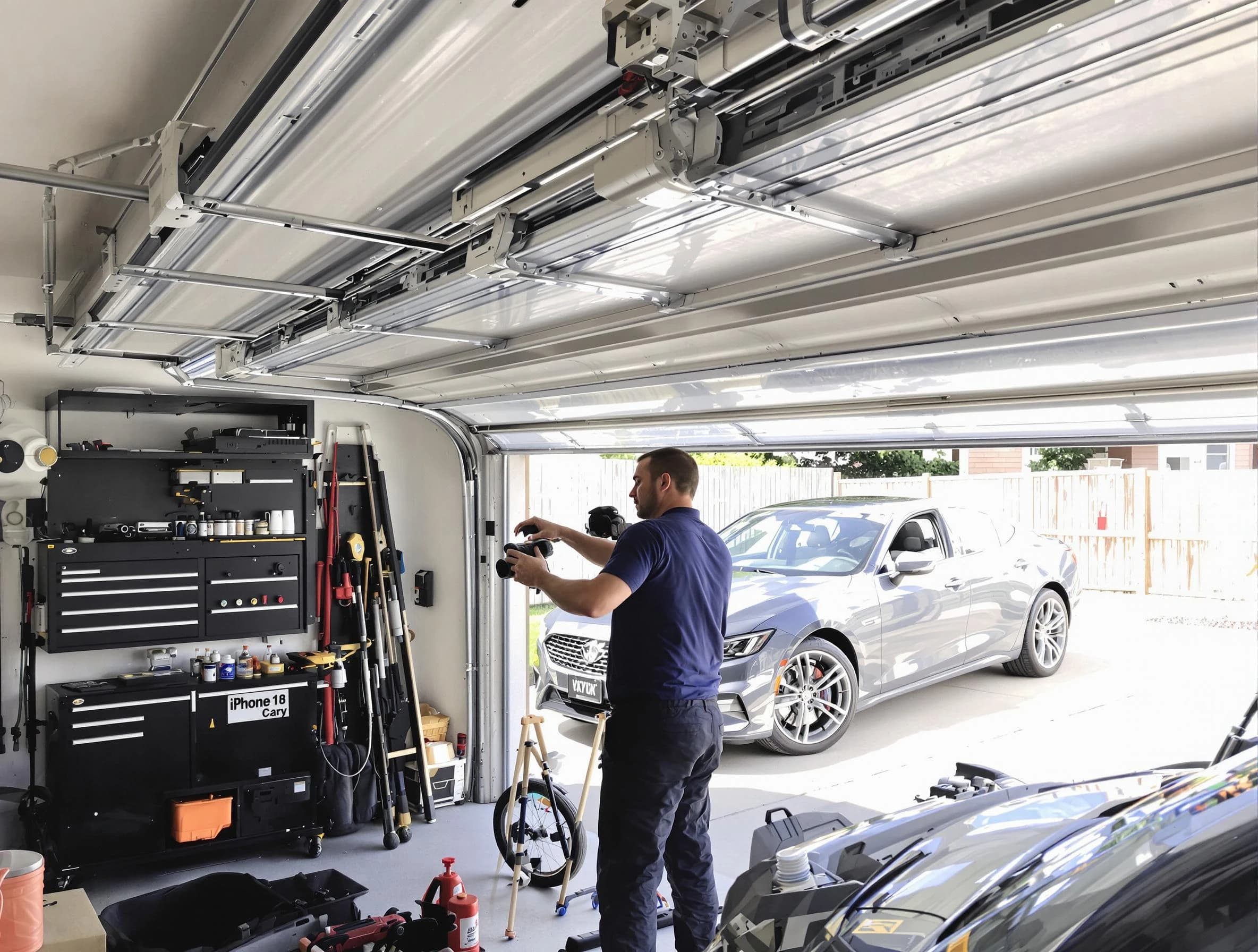 Frederick Garage Door Repair technician fixing noisy garage door in Frederick