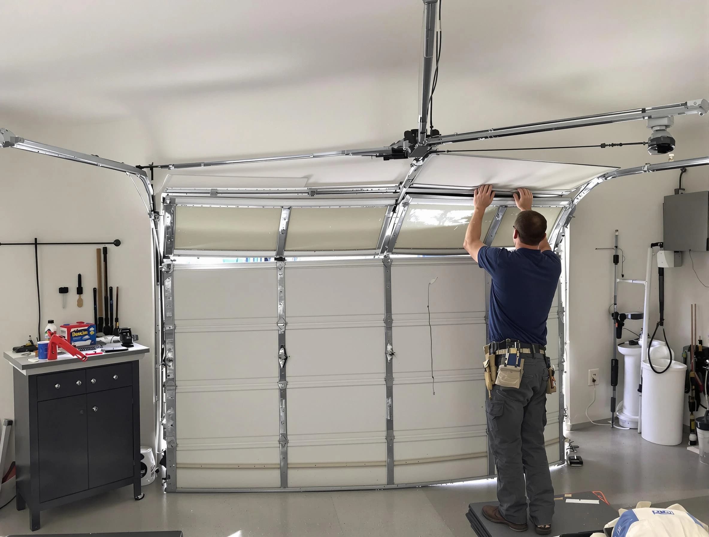 Frederick Garage Door Repair specialist performing precise section replacement on Frederick garage door