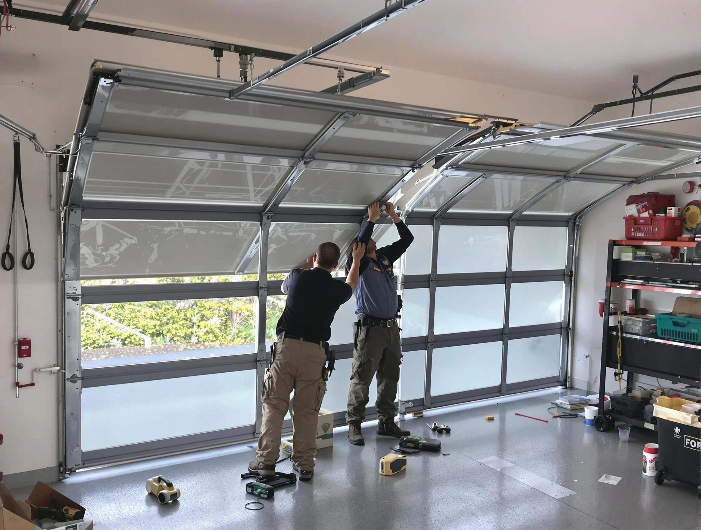 Frederick Garage Door Repair expert performing precise panel replacement on Frederick garage door
