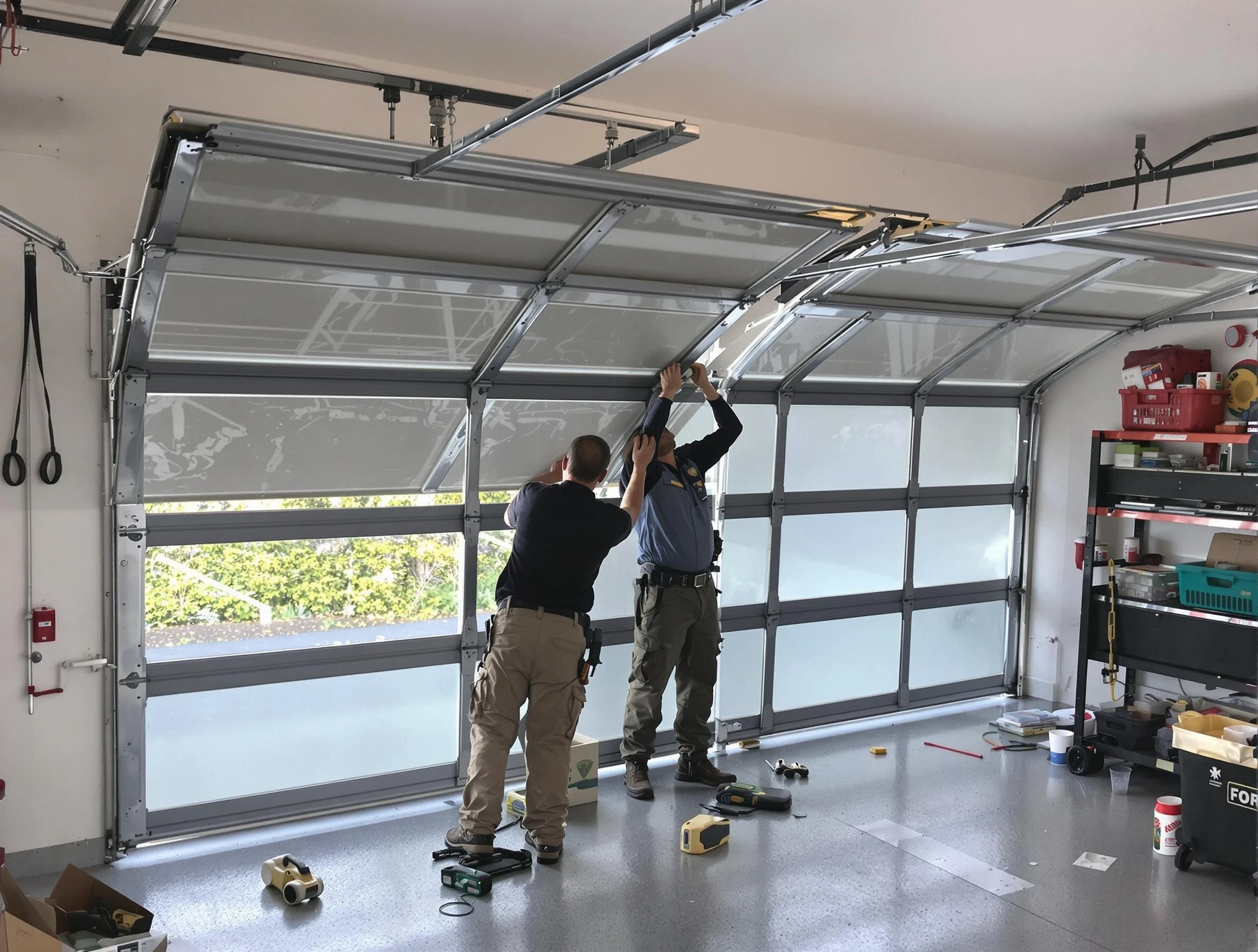 Frederick Garage Door Repair expert performing precise panel replacement on Frederick garage door